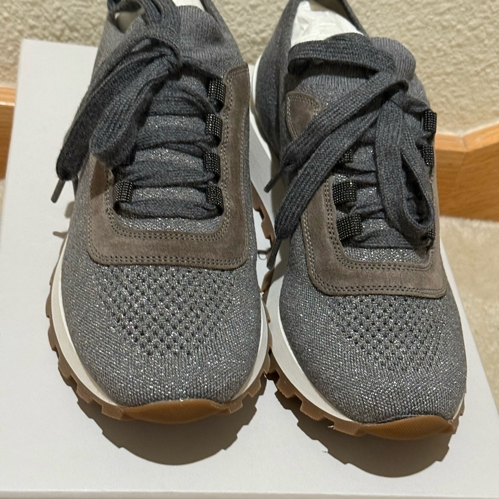 Brand New In Box Brunello Cucinelli Sparkling Knit Sneakers 38.5 - Picture 14 of 16